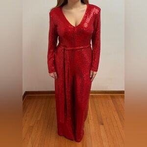 NY&Company Red Sequin Jumpsuit